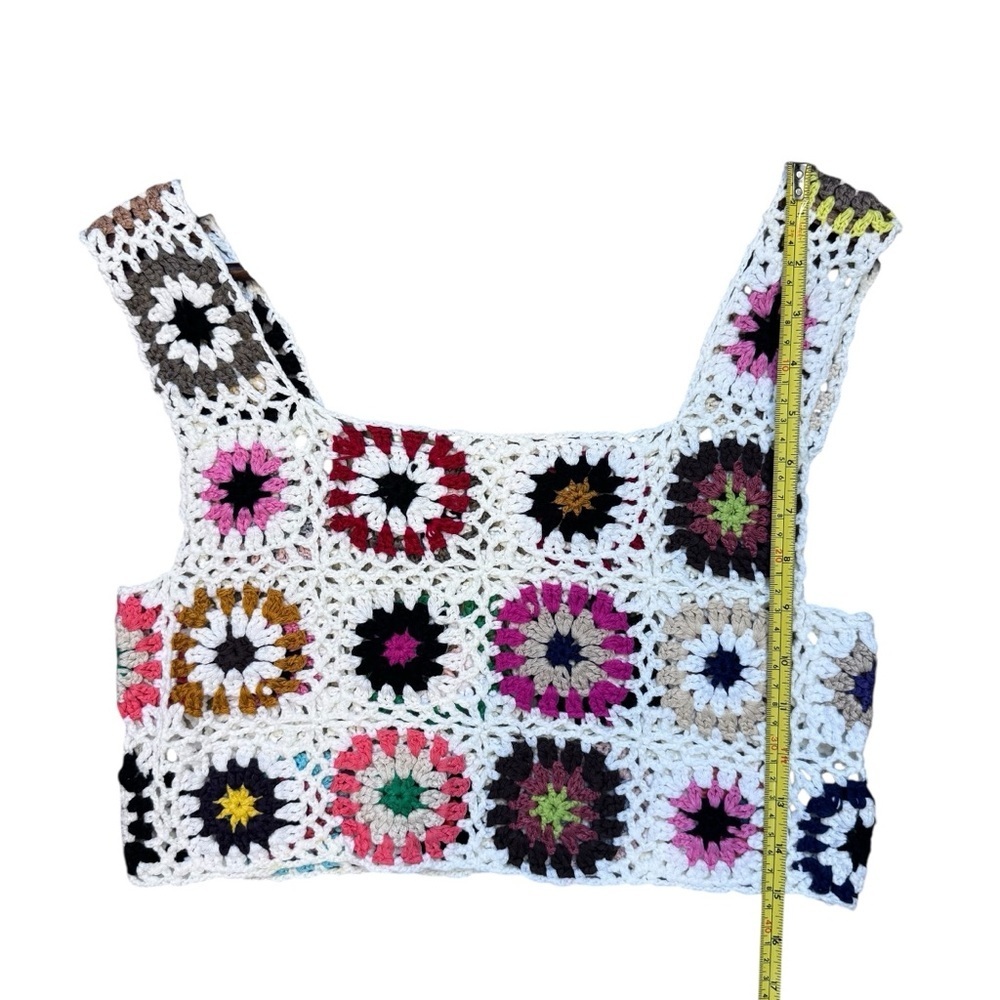 Colorful Flower Crochet Patchwork Women's Tank Top - Picture 4 of 5